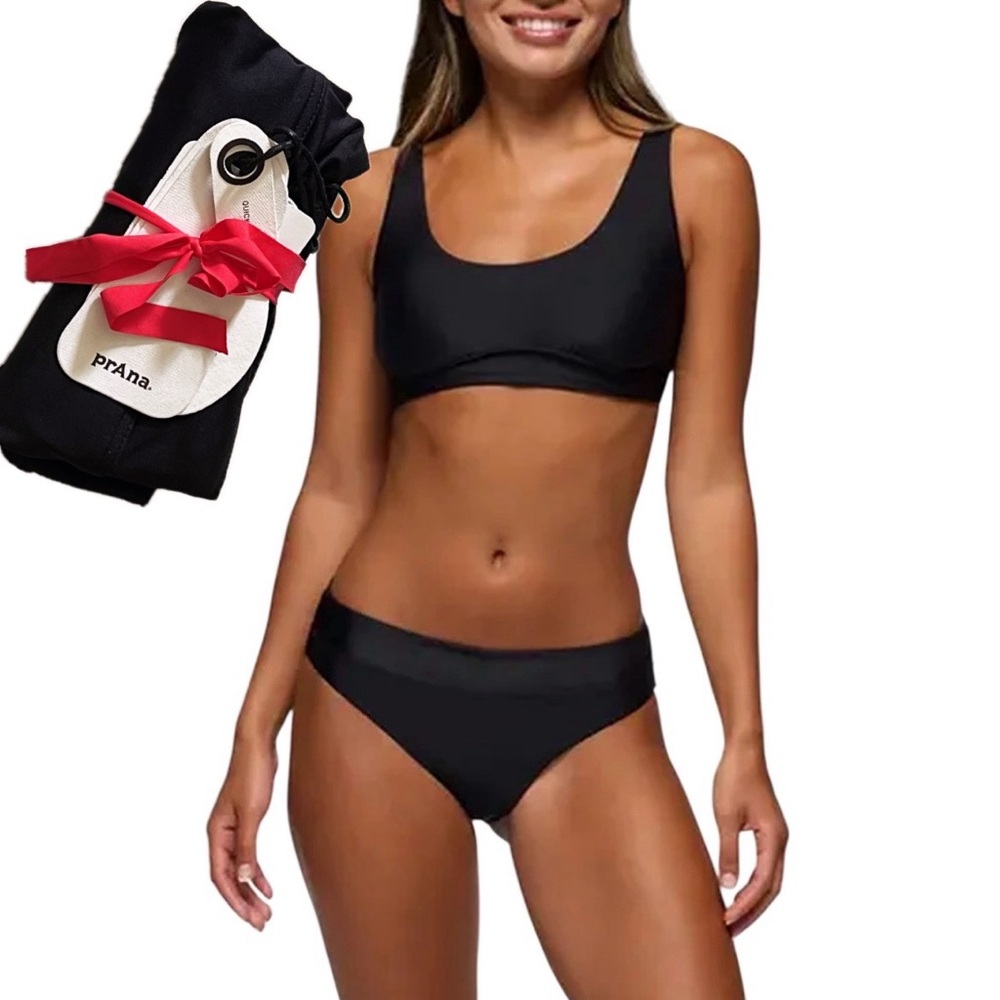 NWT Prana Summer Wave Black Bikini Bottoms (stocking stuffer ready)